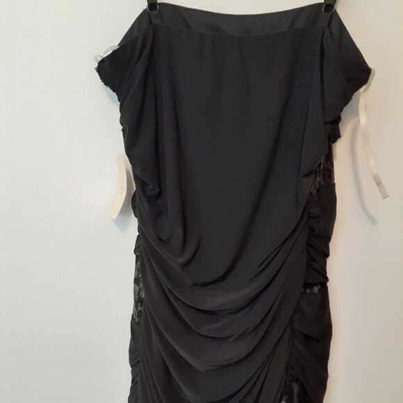 FOREVER 21 Black Formal Ruched Bodycon Strap Short Dress; Size M - Picture 5 of 8